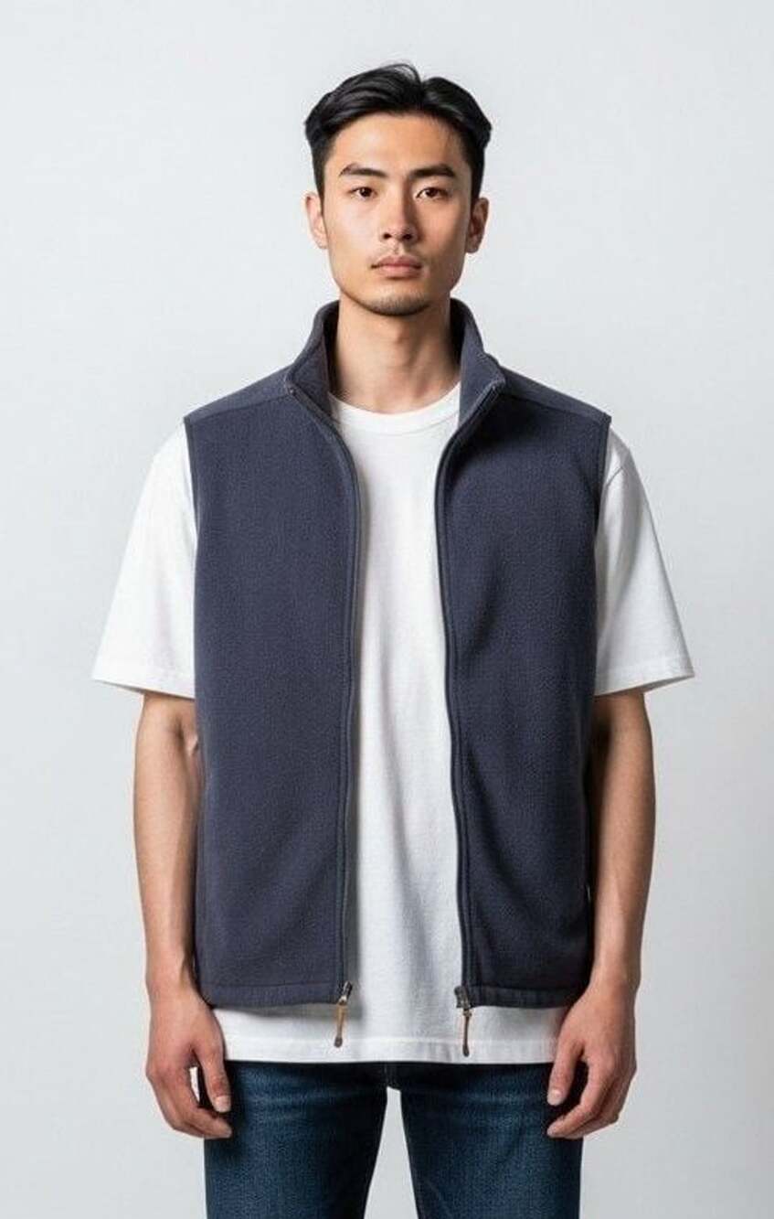 Woolrich Fleece Vest Size L Navy Blue Full Zip